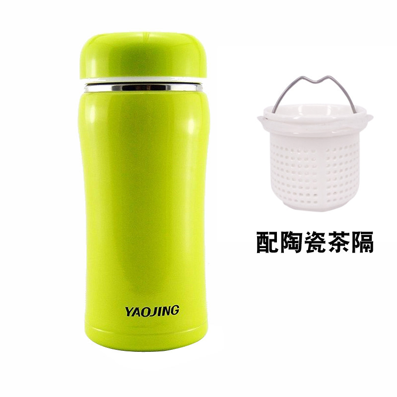 陶瓷保温杯骨瓷内胆不锈钢外壳真空泡茶水杯陶瓷茶虑便携随手杯