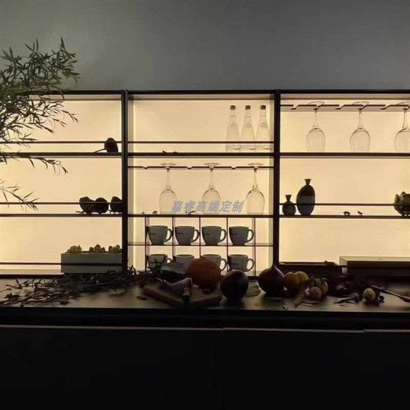 铝合金亚克力发光层板置物架餐边柜吊柜壁柜厨房柜展示酒柜定制