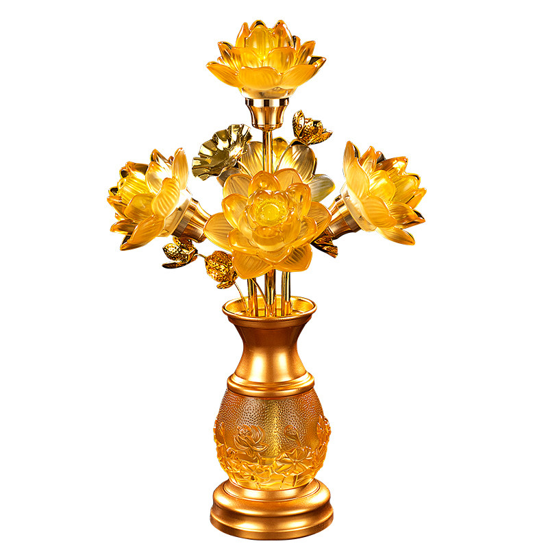 led七彩九品琉璃水晶莲花灯佛供灯佛前长明仙堂寺庙观音供奉佛台
