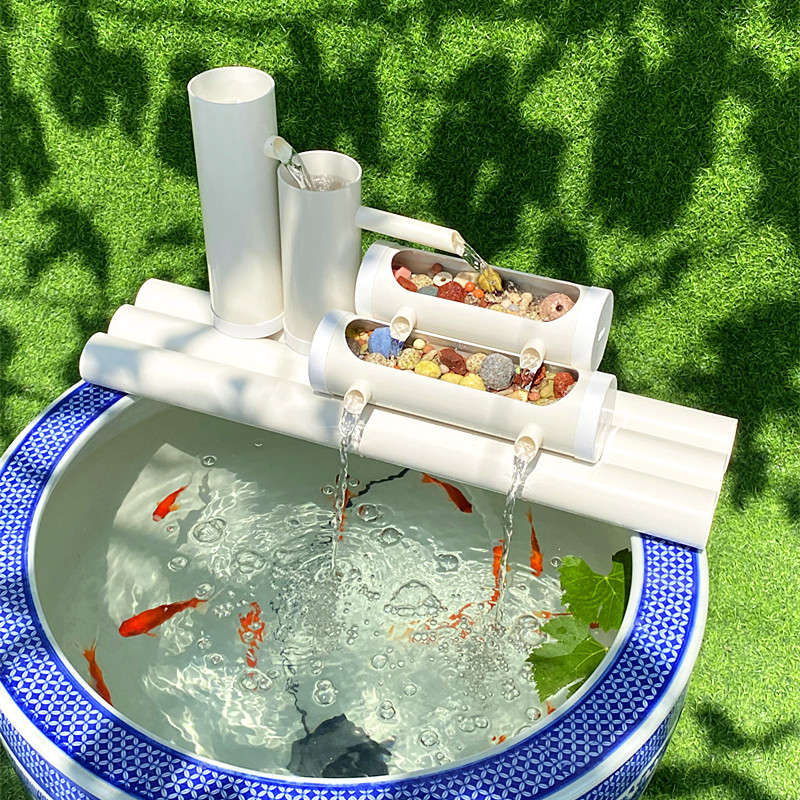 圆缸过滤器鱼缸喷泉水循环增氧系统免换水多合一造景养鱼净水设备