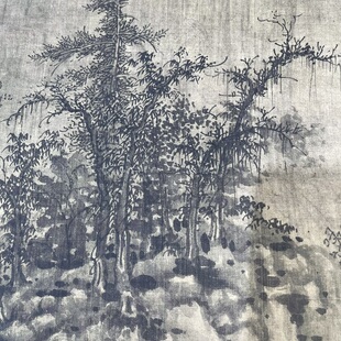 1:1巨然溪山兰若图山水画立轴国画艺术微喷古代名画复制高清宋画