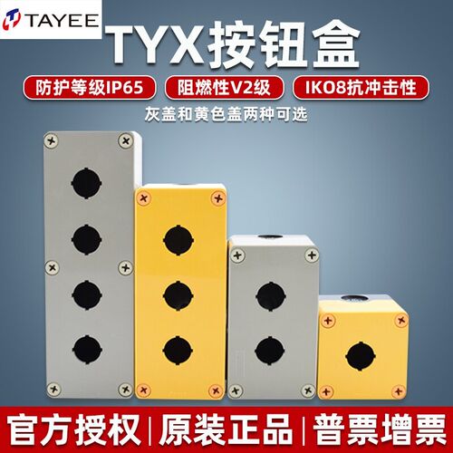 天逸按钮开关盒TYX1 2孔3孔4孔S灰色盖Y黄色B10502A防水密封盒ABS