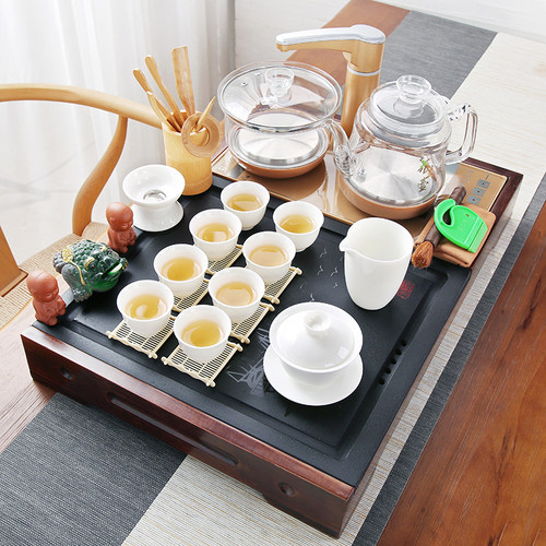 功夫茶具套装家用客厅实木茶盘乌金石茶台全自动一体小号茶海泡茶