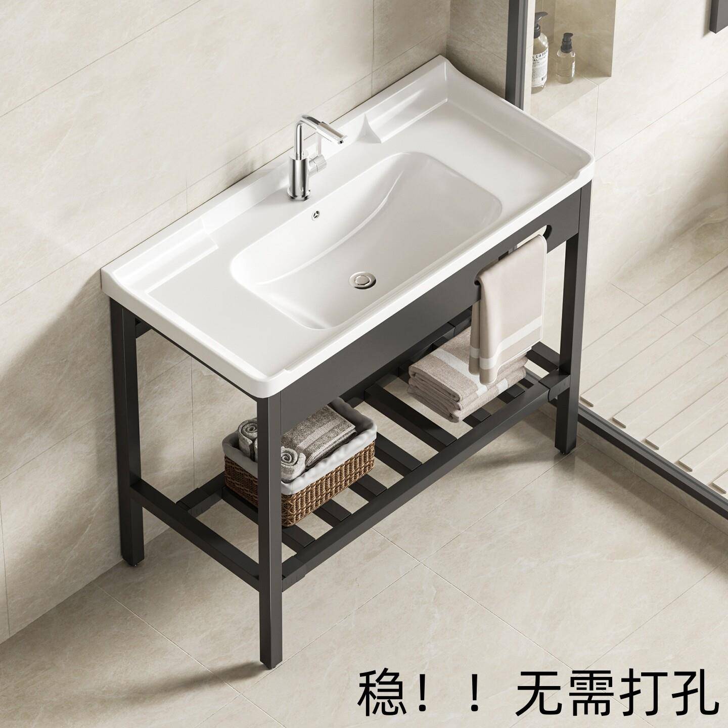 阳台落地式洗手盆洗漱台组合台盆水池不锈钢支架卫生间陶瓷洗脸盆
