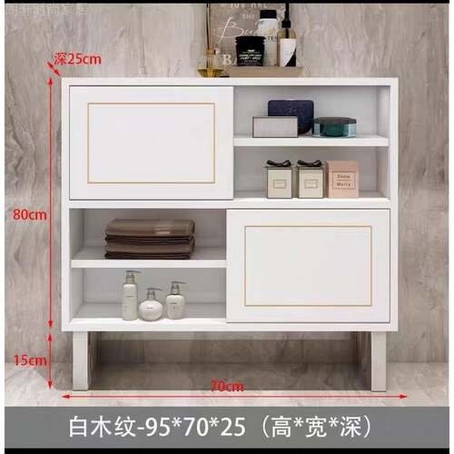 实木纹防水趟门马桶后壁挂墙式卫生间简约现代落地侧边柜浴室吊柜