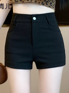 辣妹高腰黑色a字短裤女夏季2024夏装新款显瘦打底凉感女士热裤子