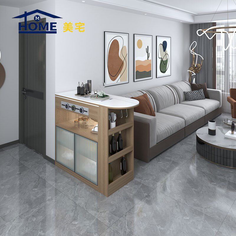 家用吧台桌岩板隔断一体柜酒柜客厅可移动餐桌小户型多功能储物柜