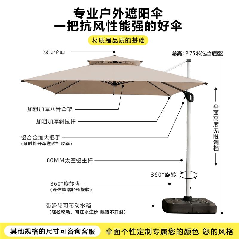 户外遮阳伞庭院伞院子太阳伞室外遮阳雨棚民宿餐厅露台阳台罗马伞