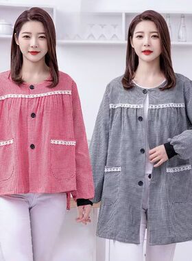 棉布罩衣围裙透气耐磨耐脏干活专用工作服中老年时尚外套防油防污