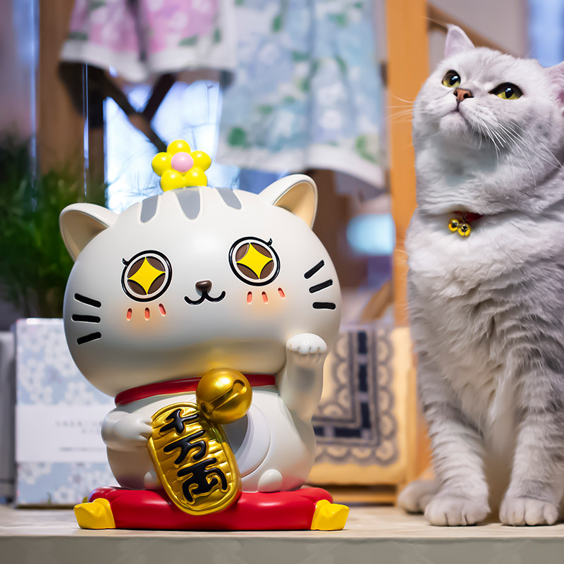 可爱招财猫摆件开业大小号店铺收银台办公桌家居客厅装饰创意礼品