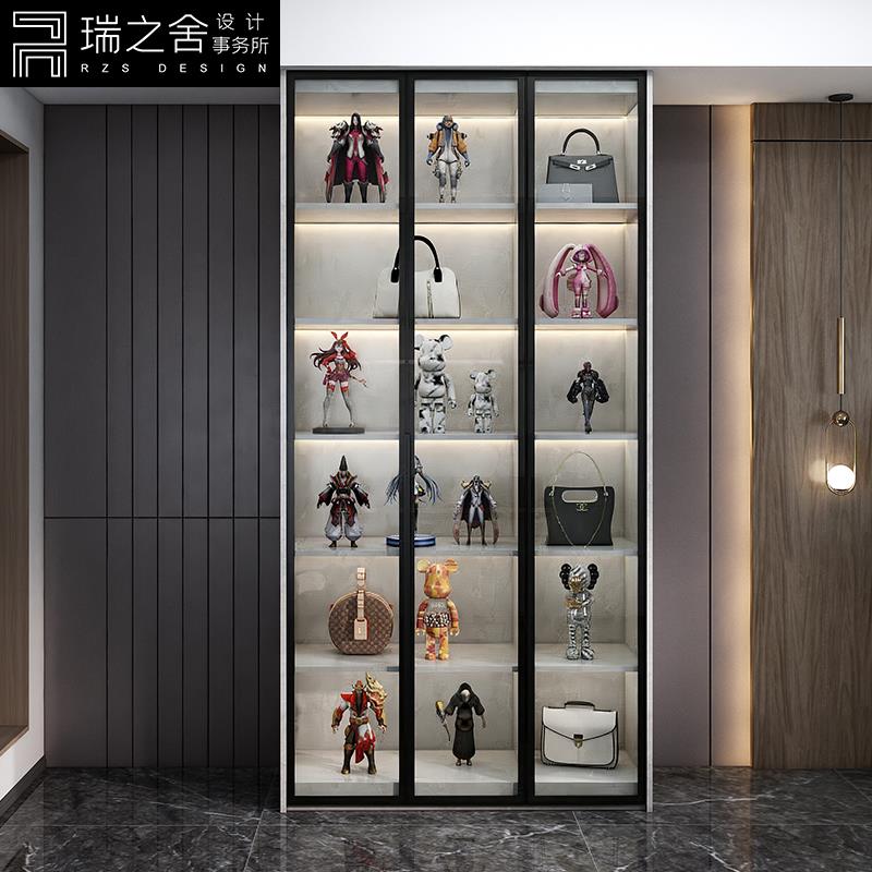 轻奢鞋包收纳柜包柜手办一体展示柜陈列柜家用带玻璃门储物柜定制