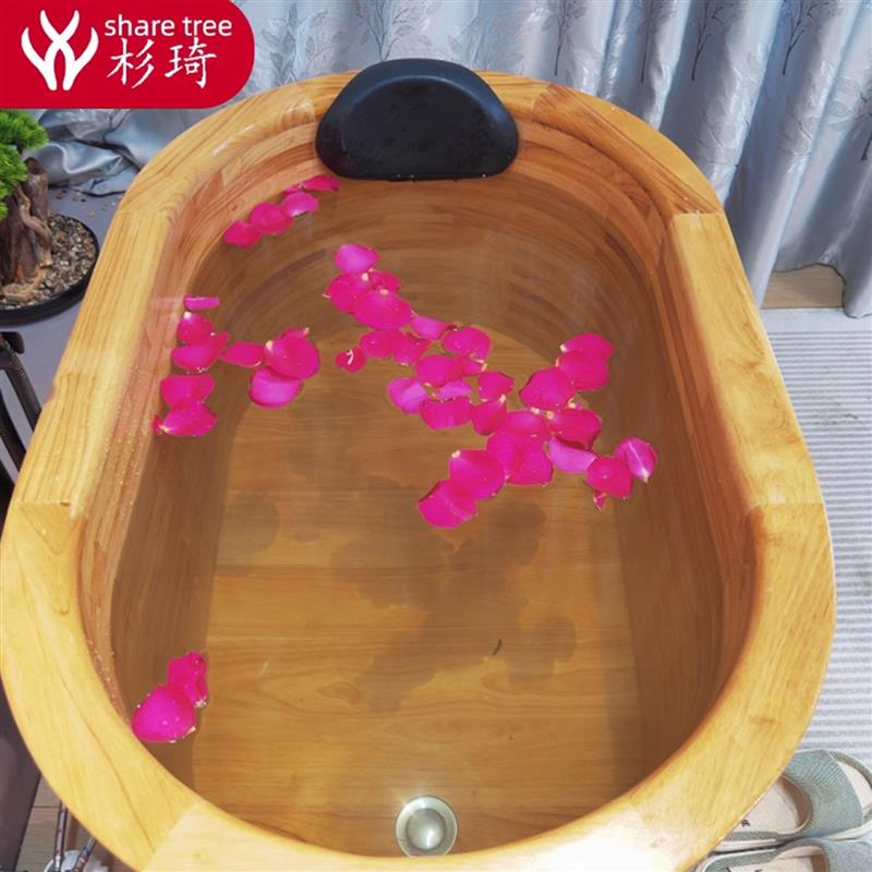 杉琦木质浴缸泡澡木桶小户型家用坐式独立迷你成人木桶浴桶加高深