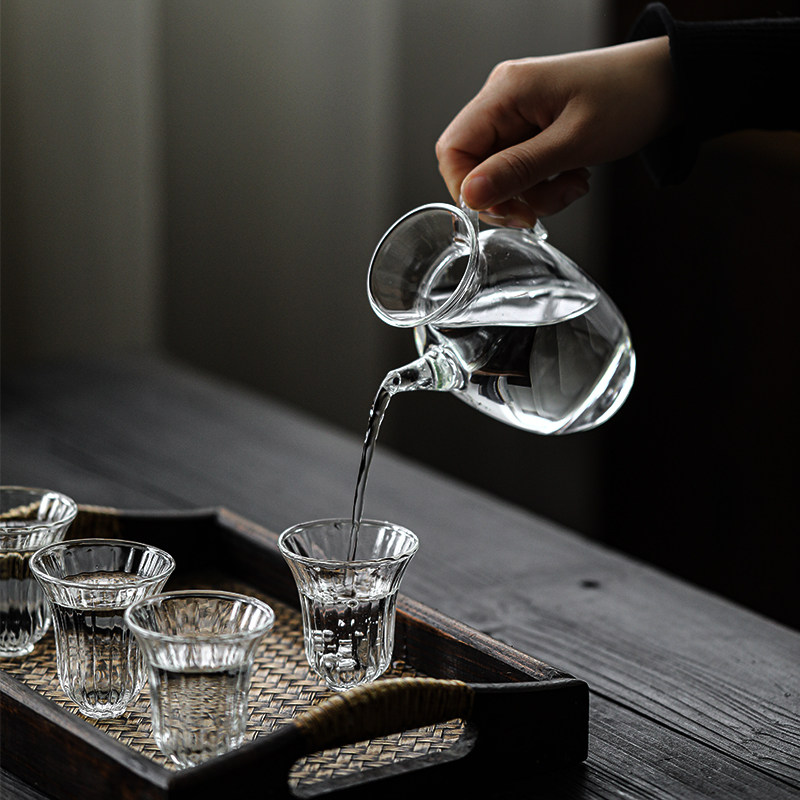 仿古手执玻璃茶壶小号耐热加厚透明宋壶绿茶壶茶水分离泡茶器酒壶