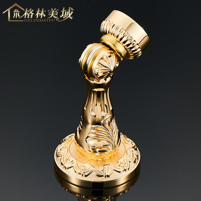 格林美域 黄铜欧式花纹门吸 地装墙装强磁地吸门碰门挡 门阻