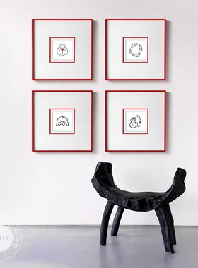 愉悦 小众极简装饰画卡通温馨可爱插画挂画红色铝合金多层卡纸画