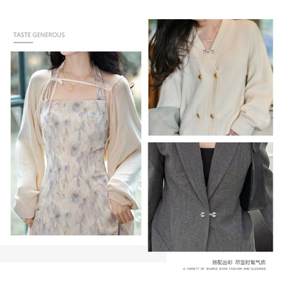 一字螺旋扣防走光小黑夹扣衣服开衫毛衣针织衬衫衫金属收腰改小扣