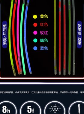 荧光棒人体贴身上人形七彩夜光棒助威道具儿童莹光彩色棒发光手环