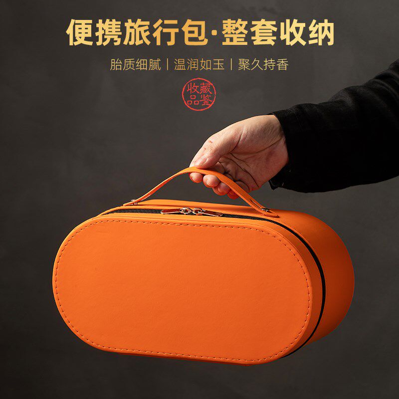 匠仙羊脂玉瓷一壶二杯旅行茶具套装德化白瓷户外便携泡茶功夫茶具