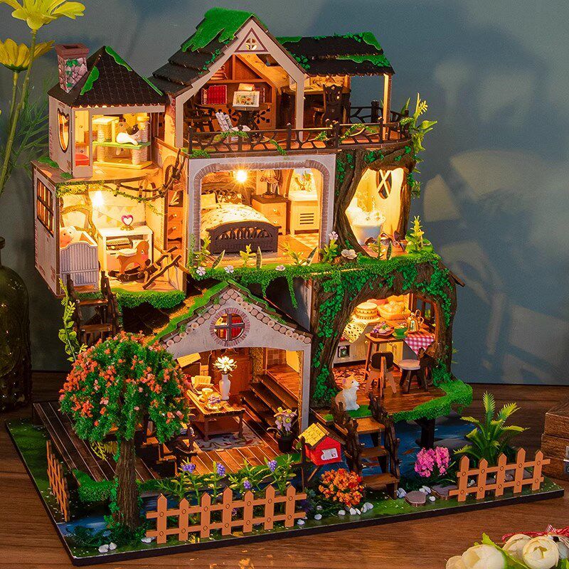 新品diy小屋童话森林手工木质建筑/DIY小屋/拼