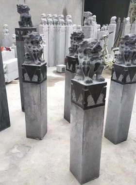 石雕拴马桩胡人骑兽 仿古做旧拴马石 四合院庭院装饰石柱厂家
