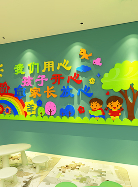 幼儿园班级教室环创主题文化墙面装饰布置环境材料成品3d立体墙贴