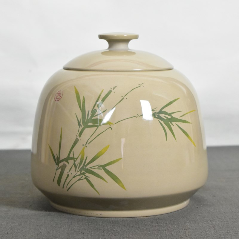 建水紫陶白泥亮光茶叶罐陶瓷密封精品醒茶罐全手工高档散茶罐国画