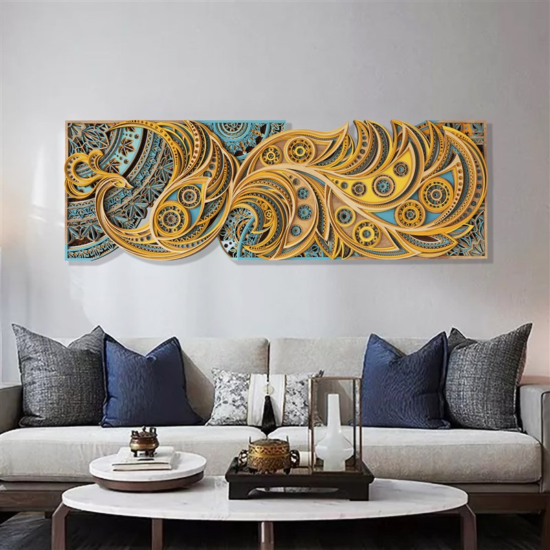 梯木叠雕凤栖梧桐立体玄关客厅装饰画轻奢高级感餐厅挂画新款壁画