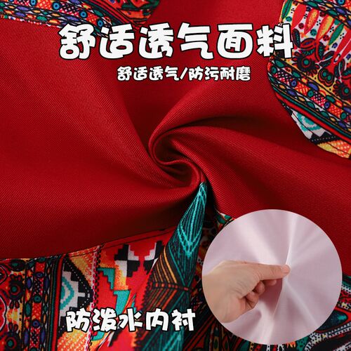 新款复古围裙厨房套装年轻漂亮家用防油污餐厅工作服民族酒店定制
