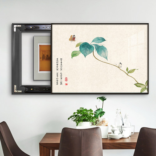 新中式电表箱画装饰画免打孔2022年款竹报平安遮挡配电箱电闸挂画