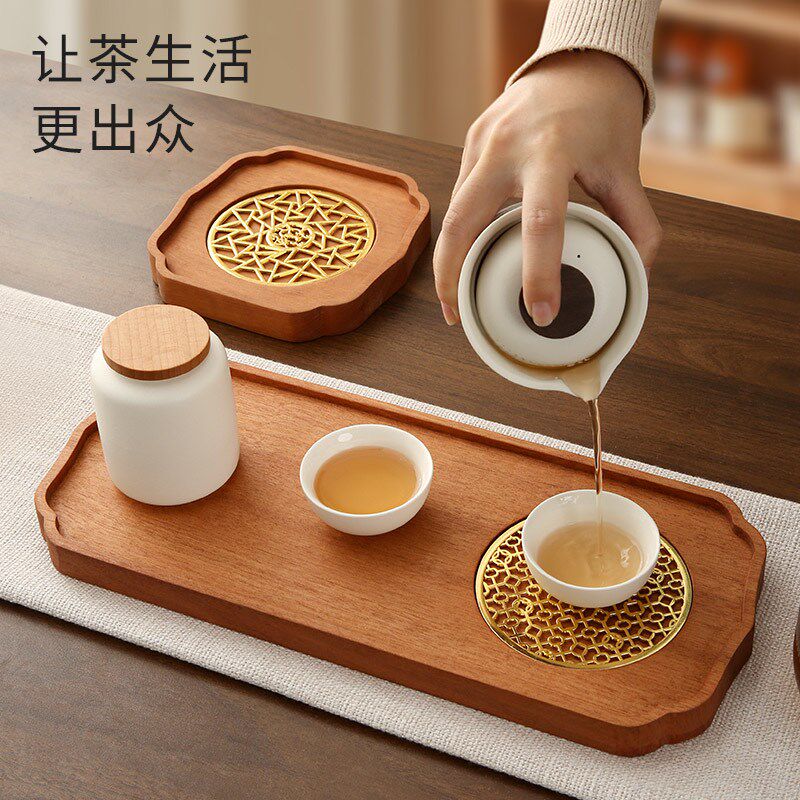 原森太花梨木茶托盘实木干泡台家用新中式功夫茶具小型干泡茶盘台