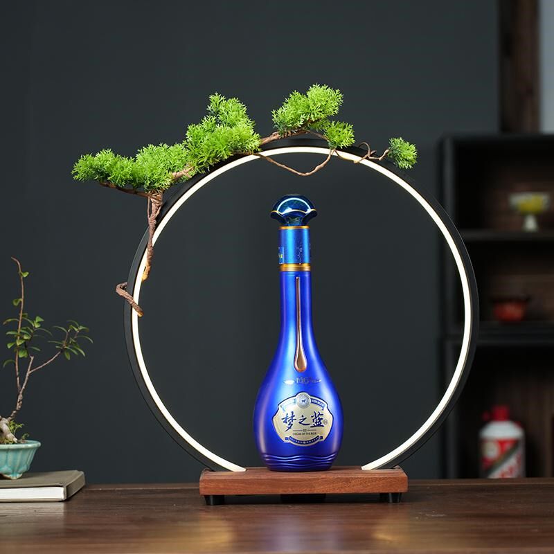白酒展示台灯圈酒座摆件酒柜酒庄红酒洋酒展示架创意酒水陈列摆台