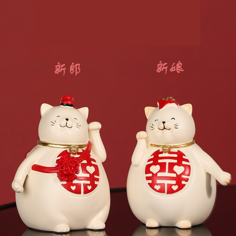 大喜招财猫订婚结婚礼物婚房饰品新婚礼物送新人闺蜜朋友婚礼礼品