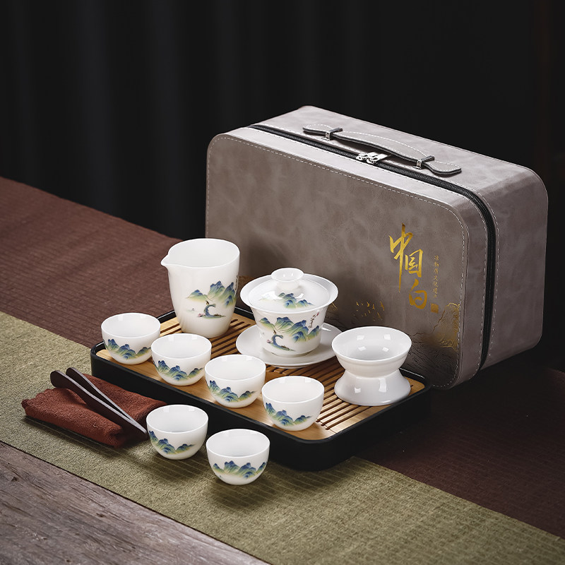 旅行茶具套装简约户外便携式陶瓷功夫小套装快客杯办公室泡茶壶