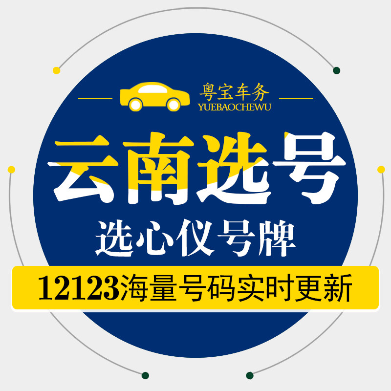 云南昆明曲靖玉溪昭通新能源汽车辆12123自编自选汽车牌照选号