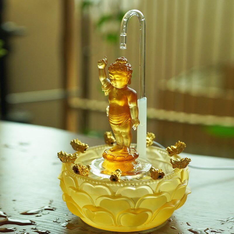 琉璃浴佛太子佛像工具套装九龙吐水莲花盆浴佛节用品流水摆件家用