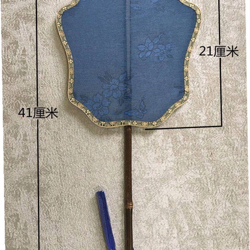简约异型大团扇定制中国风汉服仿花罗长柄儿童小扇古风舞蹈女宫扇