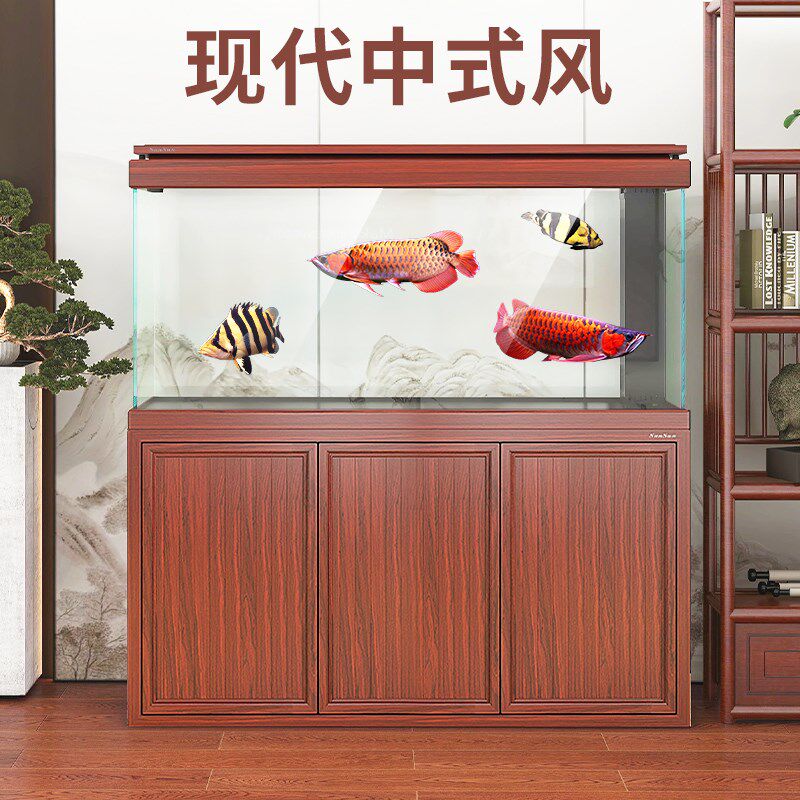 森森新款超白玻璃鱼缸客厅大型底过滤生态水族箱家用龙鱼缸