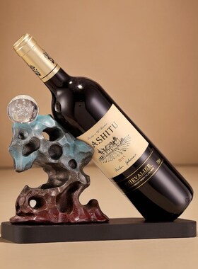 新中式创意酒柜红酒架子洋酒葡萄酒架摆件石来运转摆设艺术品礼物