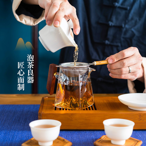 公道杯玻璃加厚高级功夫茶具四方高端日式茶海单个高档公杯分茶器