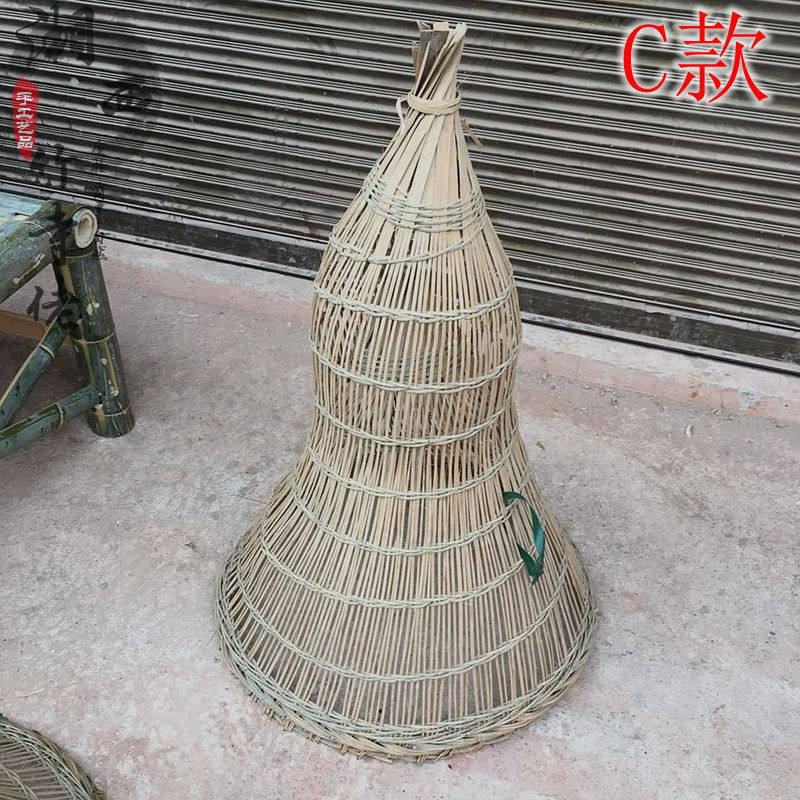 手工竹编捕鱼笼酒店餐厅装饰道具竹灯罩中式艺术客厅摆件鱼篓新款