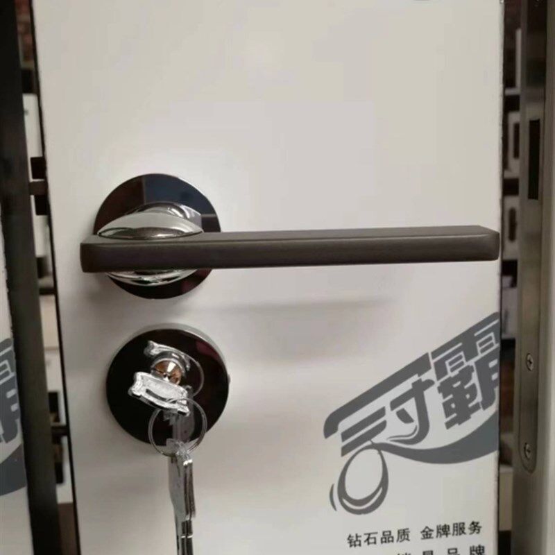 冠霸静音门锁室内卧室房门锁实木门磁吸锁黑色金色执手锁三件套