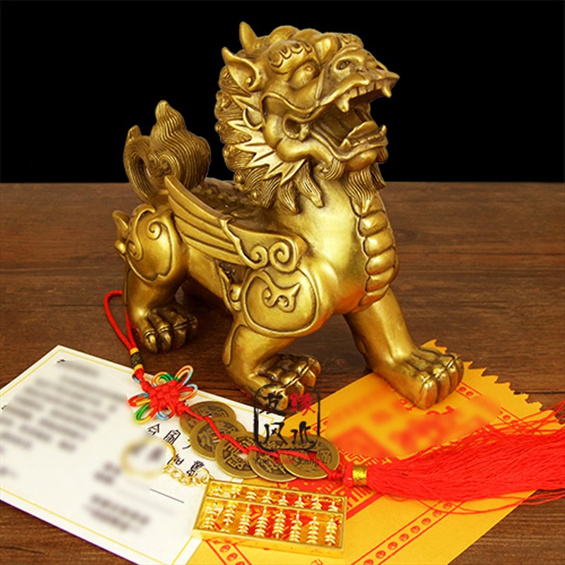 黄铜貔貅摆件招财皮丘一对办公室摆 聚财家居客厅办公室玄关摆件