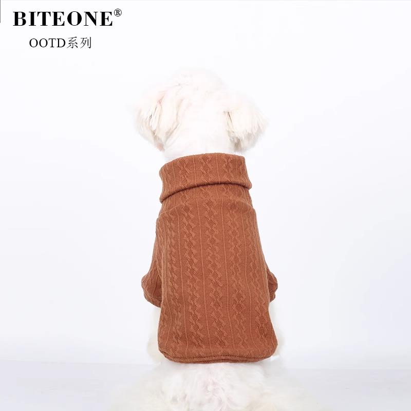 BITEONE【反转焦糖】猫咪狗狗秋冬衣服英伦风高领薄款毛衣