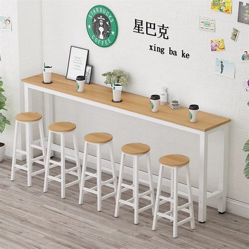 长条桌吧台桌奶茶店高脚桌简约靠墙窄桌子简易桌椅组合餐厅商用