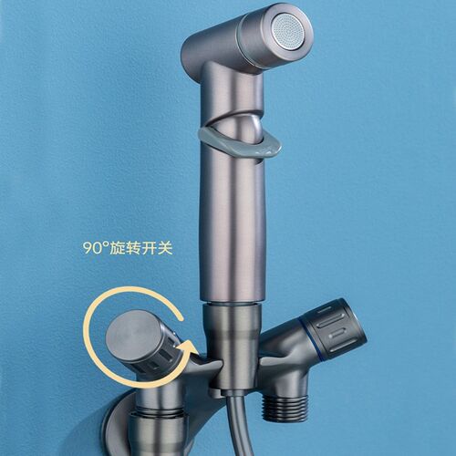 马桶伴侣分水器 卫生间铜旋转支架增压喷枪水龙头 三角阀妇洗器