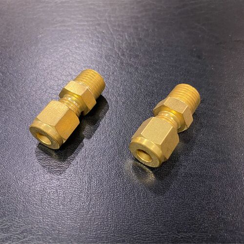 1/4螺纹2分转6mm1/4管黄铜双卡套接头色谱配件与世伟洛克螺纹通用
