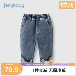 女童牛仔裤加绒加厚儿童冬季外穿休闲长裤宝宝冬装小童女孩秋冬款