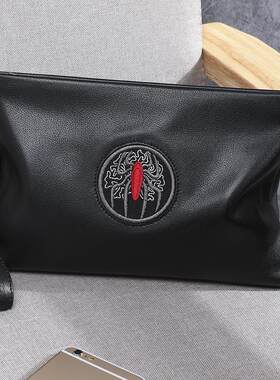 正品真皮男手包2021新款潮流男包手拿包软皮牛皮休闲男手抓包夹包