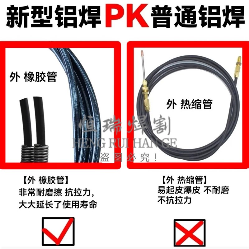 超强款铝焊专用送丝管胶管加钢丝弹簧管加石墨烯管三层保护