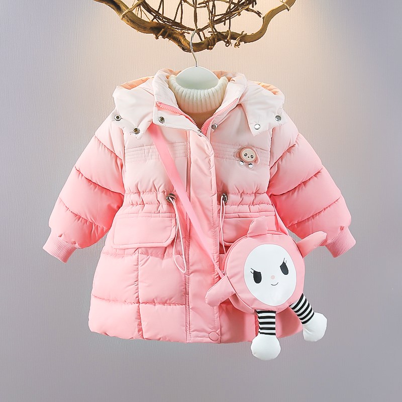 女童冬装加厚棉衣2023新款儿童棉袄中长款小女孩冬季羽绒棉服外套